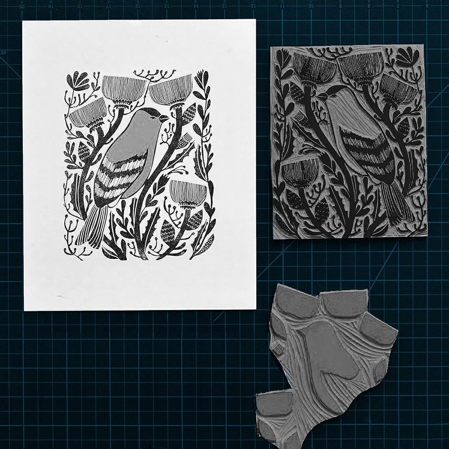 Falling in Art Soft Linoleum Carving Block, Linocut Block for Printmaking, 6 Inches by 6 Inches, Gray, 2-Pack