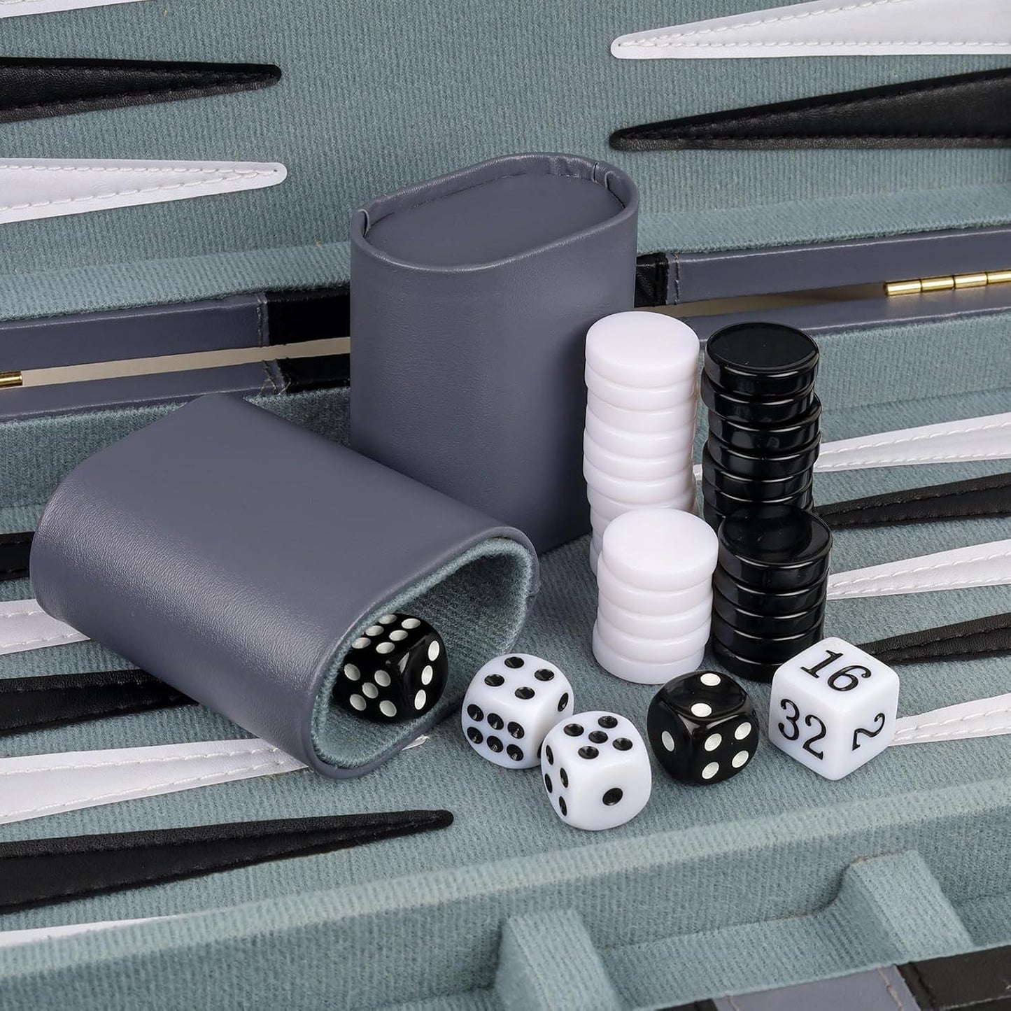 Backgammon Set 2 Players Classic Backgammon Sets for Adults Board Game with PU Leather Case Portable and Travel Backgammon Set (Grey, 11inch)