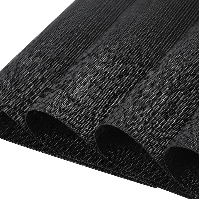 SHACOS Small Round Table Placemats Wedge Placemat Set of 4 Non Slip Heat Resistant Woven Vinyl Table Mats Wipe Clean Indoor Outdoor (4, Black)