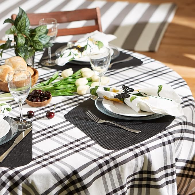 DII PVC Tabletop Collection Woven Indoor/Outdoor, Wedge Placemat Set, Black, 6 Piece