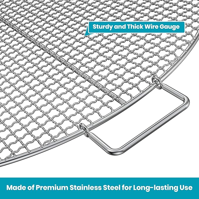 Stanbroil Fire Pit Cooking Grill Grate with 3 Support Bars - Outdoor Round BBQ Campfire Grill Grid - Camping Cookware - Stainless Steel, 30 Inch