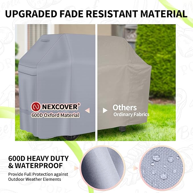 NEXCOVER Barbecue Gas Grill Cover - 50 Inch Waterproof BBQ Cover, Outdoor Heavy Duty Grill Cover, Fade & Weather Resistant Upgraded Material, Barbecue Cover for Weber, Brinkmann, Char Broil, Holland.