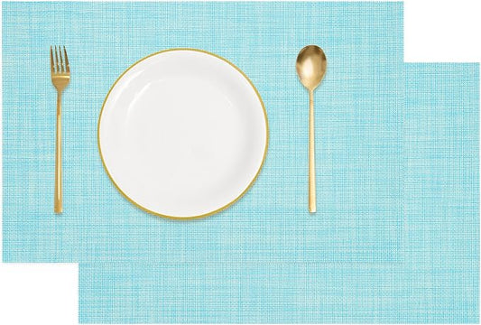 uxcell Faux Linen Placemats, 12x18 Inch Heat Resistant Place Mats Machine Washable Non-Slip Cloth Placemats for Dining Table Kitchen Indoor Outdoor Home Decoration(Blue,2Pcs)