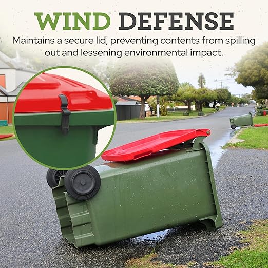 Push Clip Trash Can Locks, Easy to Install, Durable Trash Can Lock for Cart Lid Security, 28-96 Gallon Garbage Can Lock for Outdoor, Auto Release Mechanism, Wind-Resistant - 1PC Strap