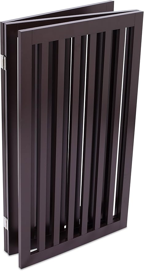 INTERNET'S BEST Dog Gate Indoor Freestanding Pet Barrier, Folding Wood Dog Fence, Extra Wide Doorway Puppy Gate, Indoor Animal Privacy Panel, Wooden Cat Fence - 3 Panel - 36", Espresso