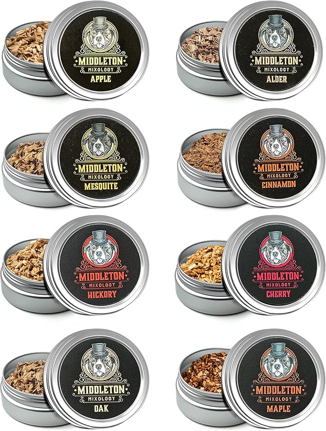 SmokeTop 8 Pack of Wood Chips - Cocktail Smoker Chips for Old Fashioned Cocktails, Whiskey, & Bourbon - Made in The USA - by Middleton Mixology
