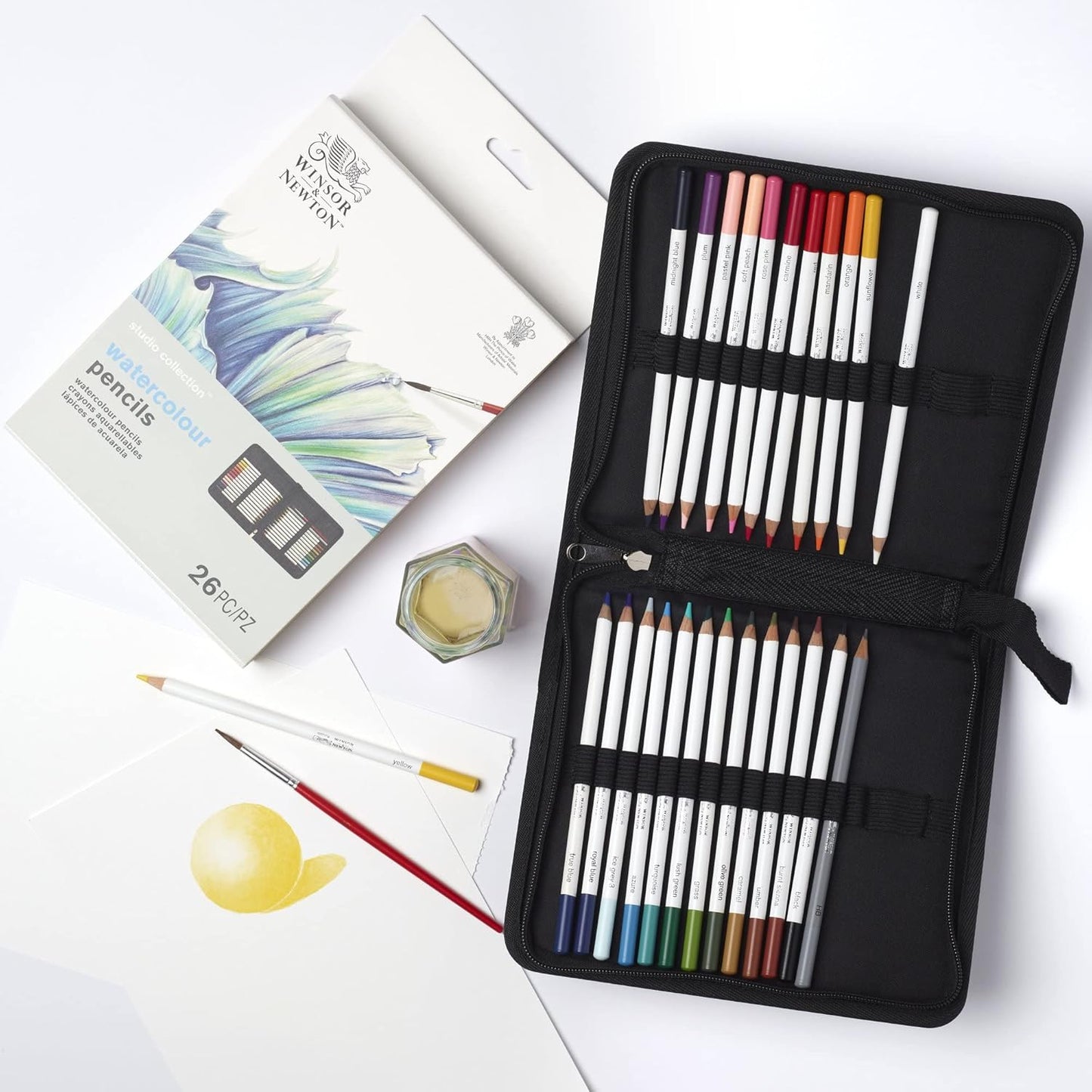 Winsor & Newton Studio Collection Artist Pencils, Watercolor Pencil Wallet, Set of 26