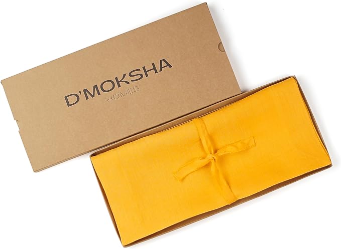 D'Moksha Homes Linen Table Runner 54 Inches - 100% Pure Linen Sunflower Yellow Table Runner 14 x 54 Inch for Dresser, Coffee Tables, Winter, Holiday - Machine Washable