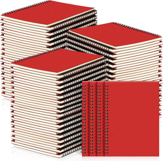 Yahenda 72 Pcs Spiral Notebook Bulk A5 Journal Lined 8.3'' x 5.5'' Writing Composition Paper Small Notepad Subject Notebook for Students Office Business Back to School Supplies (Red)