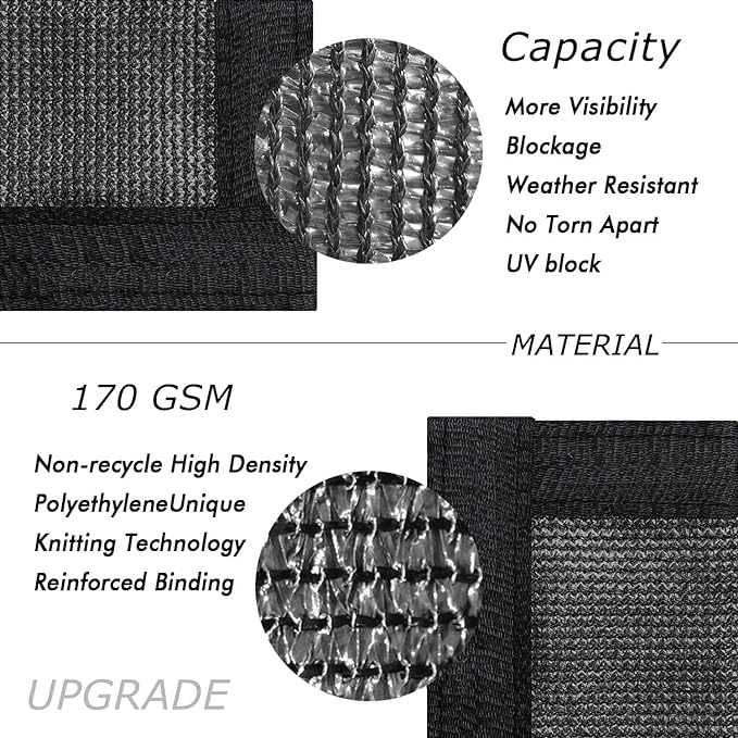 UPGRADE Privacy Screen Fence 8' x 50' Commercial Shade Cover with Brass Grommets Heavy Duty Perfect for Outdoor Back Yard,Black, Customizable