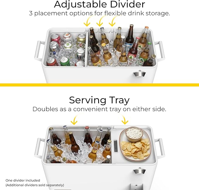 Permasteel 80 Quart Party Cooler, Rolling Ice Chest with Wheels and Handles for Indoor Outdoor Patio