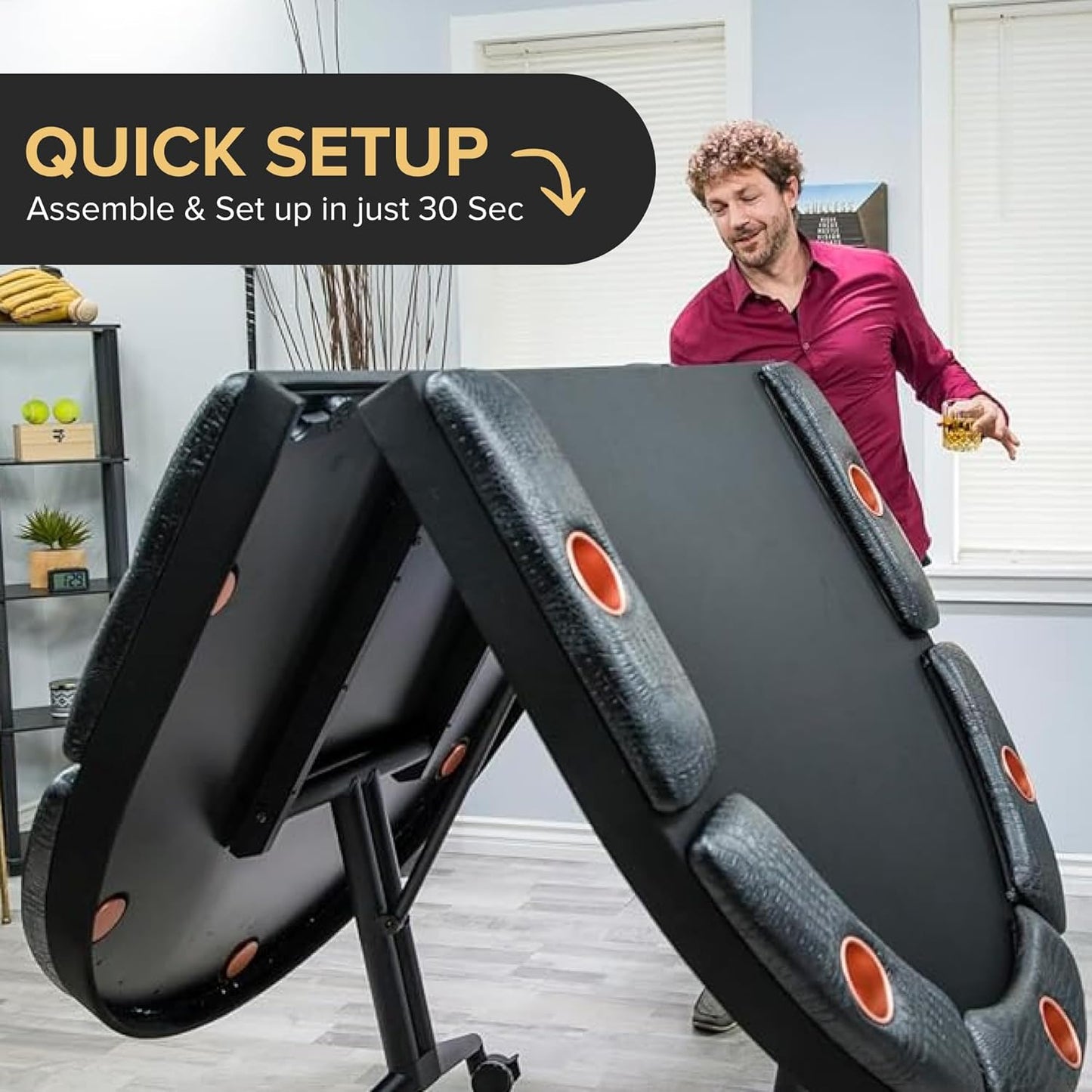 Triton Premium Poker Table for 10 Players - Foldable and Long-Lasting Poker Table, Luxurious Vegas Style Casino Experience at Home