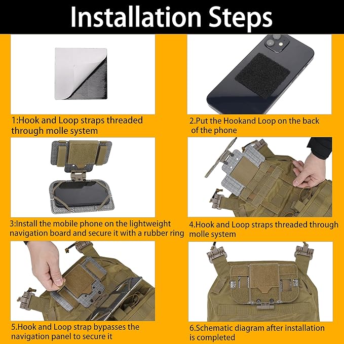 Tactical Phone Holder Available in Full Size Plate Carrier Phone Mount Adjust Nylon Molle Phones Holder for Tactical,Car,Office (Coyote Browns)