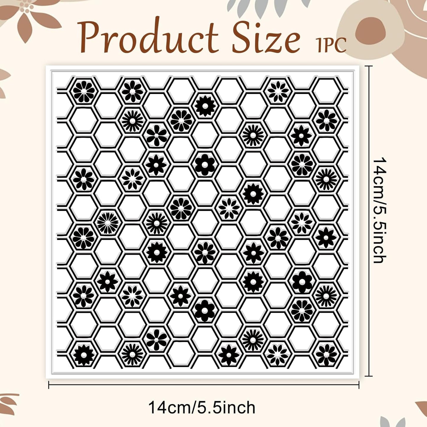 CHGCRAFT Honeycomb Pattern Polymer Clay Texture Sheet Flowers and Hexagonal Silicone Texture Mat for Polymer Clay Making Earrings Jewelry DIY Crafts 5.5 × 5.5 Inch