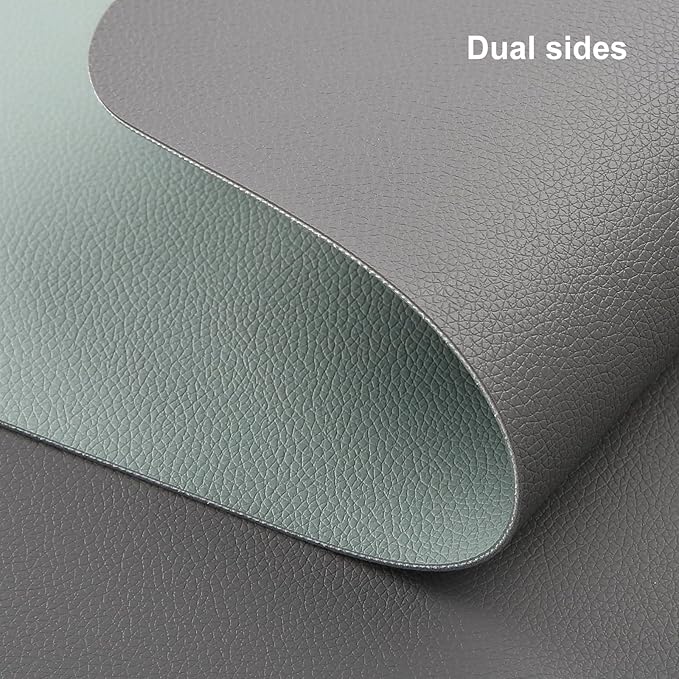 Myir JUN Table Runner Double Sided Vinyl Runner Table 94 Inch Long Runner for Table Washable Waterproof Non-Slip for Home Decorations Gray Sage Green,12 x 94 inch