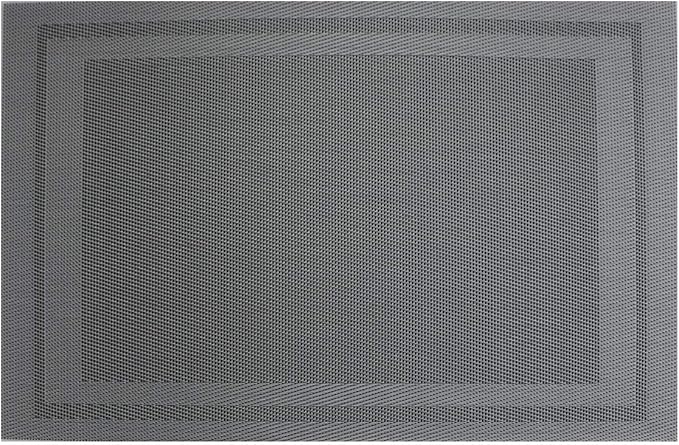 Gugrida Placemats Set of 6 Plaid Checkered Silver Grey PVC Placemat for Dining Table Durable Woven Vinyl Stain tablemats 18"X12"