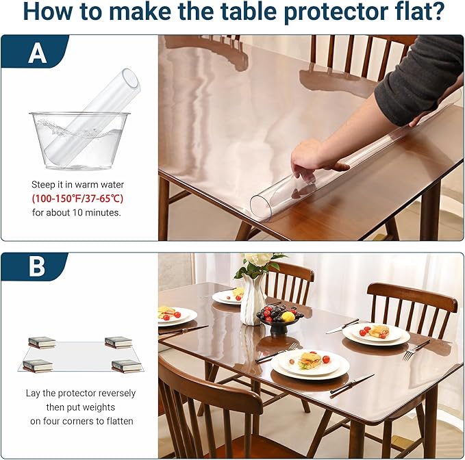 Clear Table Cover Protector 16x24.1 Inch Rectangle, 1.5mm Transparent Plastic Table Protector Waterproof, Anti-Scratch Clear Desk Mat for Office Desktop Dresser Dining Table, FDA Compliant