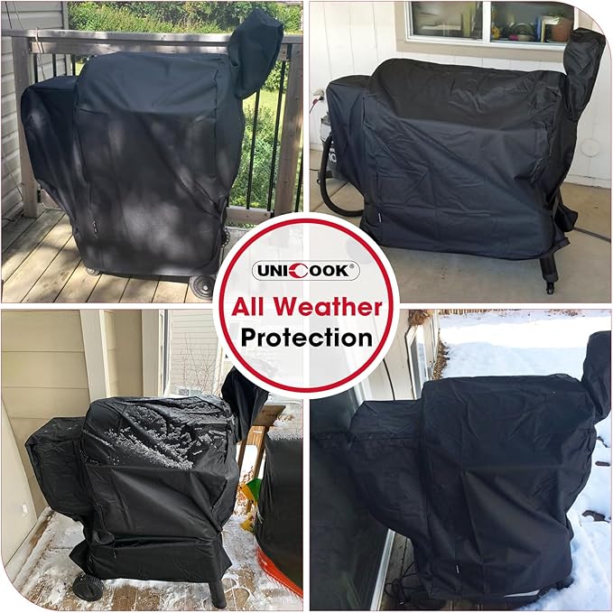 Unicook Grill Cover Compatible with Traeger Pro 34 Series, Texas Elite 34, Century 34, and Pro 780 Pellet Grills, Heavy Duty Waterproof Full-Length Outdoor BBQ Smoker Cover, All-Season Protection