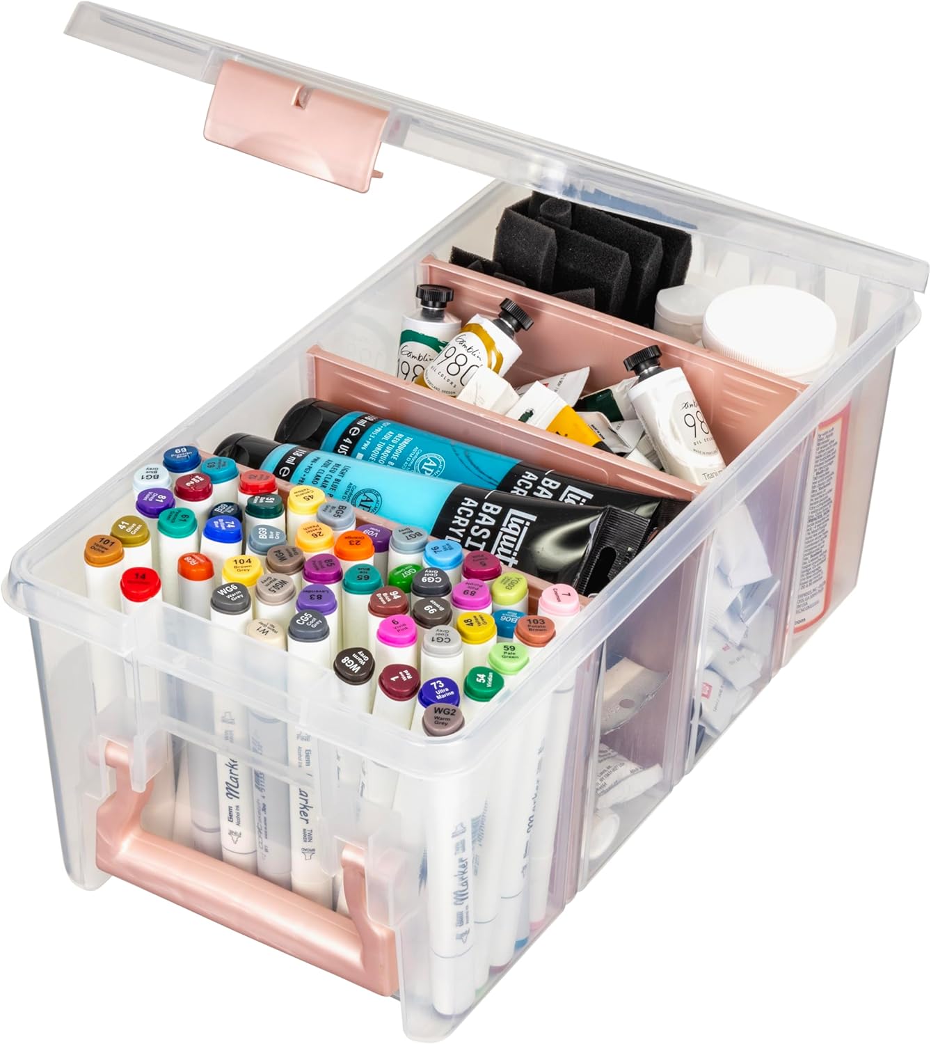 ArtBin Semi Satchel Portable Craft Organizer with 3 Dividers - Clear Plastic Storage Case for Art & Craft Supplies (Pack of 4)