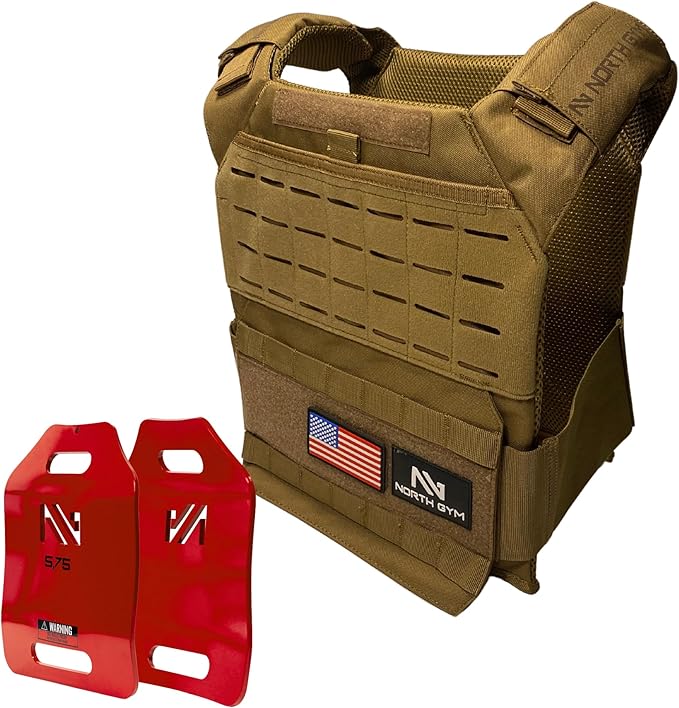 Northgym Adjustable Weighted Vest/Incl. 3D Weight Plates in 14lbs / 20lbs/ 30lbs/ 42.5lbs - Optimized Weight Distribution and with Curved Plates for Running, Functional Training and Working Out