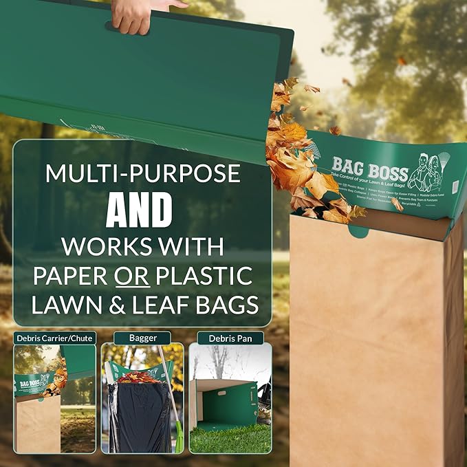 Lawn & Leaf Bag Holder Stand | Fits 33-55 Gallon Paper or Plastic Yard Waste Bags | Durable, Foldable Trash Bag Holder Stand and Leaf Scoop