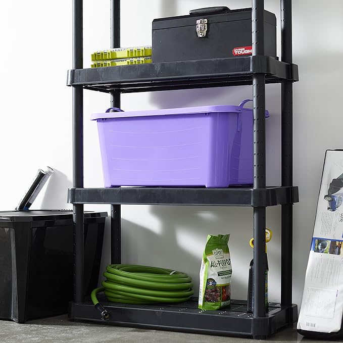 Life Story 12 Pack Light Duty Stackable Storage Bin, 55 Quart Home Organizer, Versatile Lightweight Locking Bins with Carrying Handles, Purple