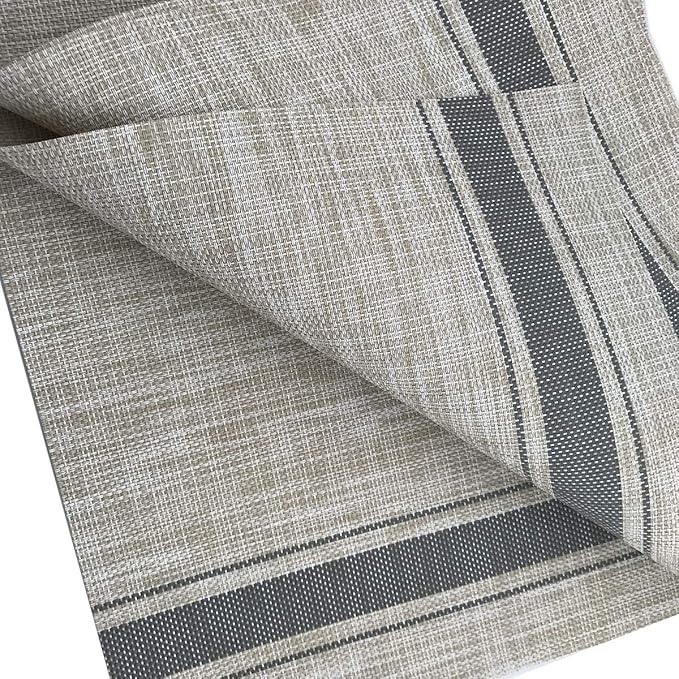 Gugrida Placemats, Placemats PVC Table Mats Woven Vinyl Placemats, Set of 6(Grey Beige)