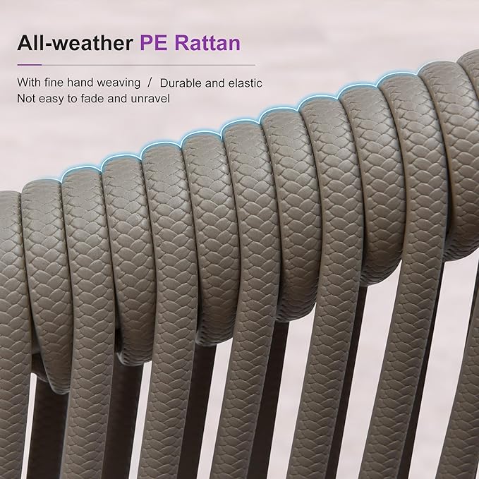 PURPLE LEAF 7 Pieces Outdoor Dining Set Patio Table and Chairs Set for 6 Aluminum Wicker Rattan Patio Furniture Set for Lawn Garden Porch Grey