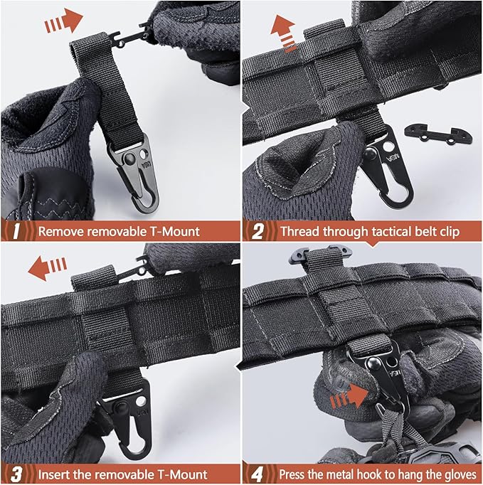 LIVANS Molle Belt Clip Key Holder Tactical Battle Belt Plate Carrier Vest Attachment Clip for Hanging Keys or Gloves, Universal Fit Molle Accessories Clip |T-Mount Clash Hook, Include Z-Buckle