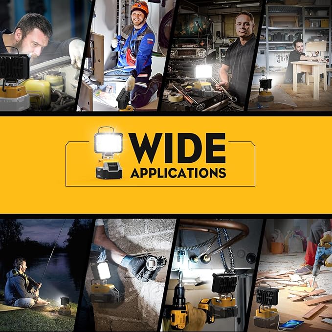Ecarke Cordless Handheld Flashlight for DeWalt 18V/20V: LED Work Battery Light - 20W 2000LM Tools for Working in Dark Environments,Outdoor,Fishing,Gift,Job Site&Security Lighting(Only Tool)