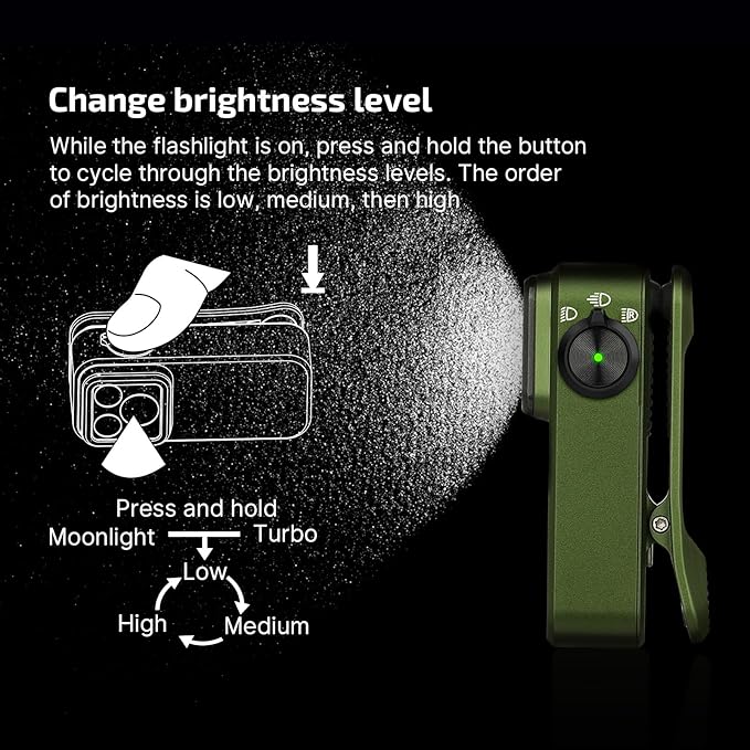 OLIGHT Oclip Pro EDC Flashlight Clip-on Light, Rechargeable 500 Lumens with Three Lighting Solutions Type-C Charging, Magnetic Flash Lights for Signaling, Cycling, Outdoor or Indoor Use(OD Green)