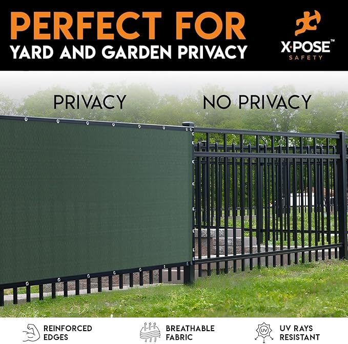 Xpose Safety Privacy Fence Screen 5’ x 50’ – Heavy Duty Green Mesh with 90% Visibility Block, UV Protection – for Garden, Yard, Nursery, Kennel, Dog Run, Greenhouse