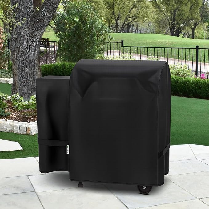 SunPatio Grill Cover for Traeger 20 Series, Heavy Duty Waterproof Wood Pellet Smoker Cover, Compatible with Junior, Tailgate & Recteq 340 Grills, All Weather Protection Full Length Barbecue Protector