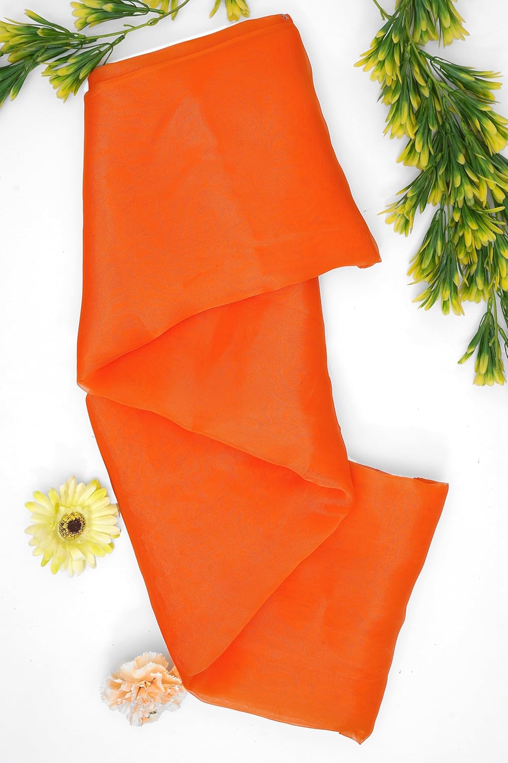 Organza Fabric 10 Yard Bridal Solid Sheer Bolt for Home Décor, Table Décor, Bridal, Fashion, Crafts, Decorations Silky Shiny Organza 44" - (10 Yard, Orange)