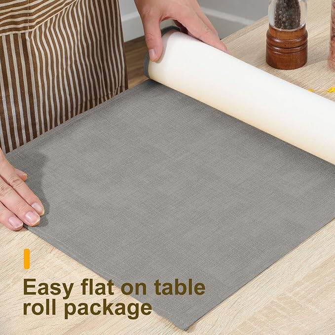 Wipeable Table Runner, Thick Farmhouse Dresser Runner, Rustic for Kitchen, Bedroom, Living Room, Indoor and Outdoor (60'', Grey)