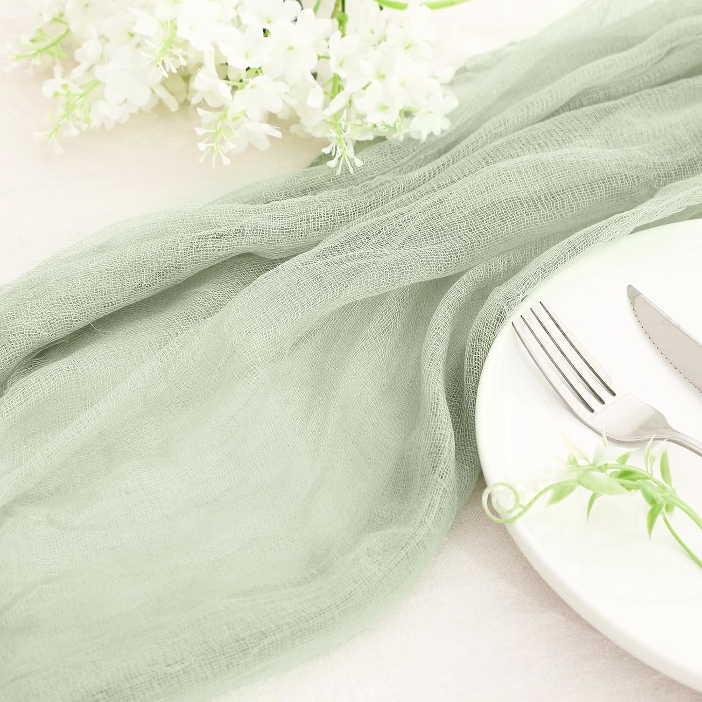 Boao Halloween Cheese cloth 35.43 x 393.7 Inch Sage Green Cheesecloth Roll for Crafts Large Cotton Muslin Gauze Fabric for Halloween Outdoor & Indoor Spooky Decoration