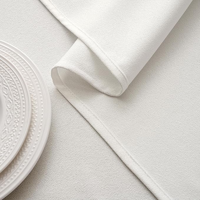 MIULEE White Linen Polyester Tablecloth 60x84 Inch Spring Rectangle Table Cloth Waterproof,Stain Resistant & Wrinkle Resistant for Dining Party Wedding
