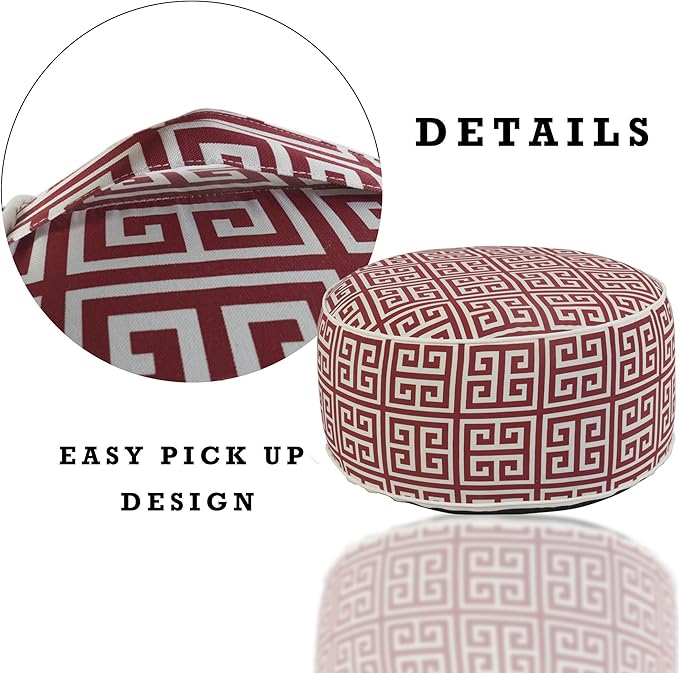 Kozyard Inflatable Ottoman Stool - Portable Round Pouf for Indoor/Outdoor Use - Perfect Small Foot Rest or Seating for Kids and Adults - Ideal for Camping or Home (Ruby Red)