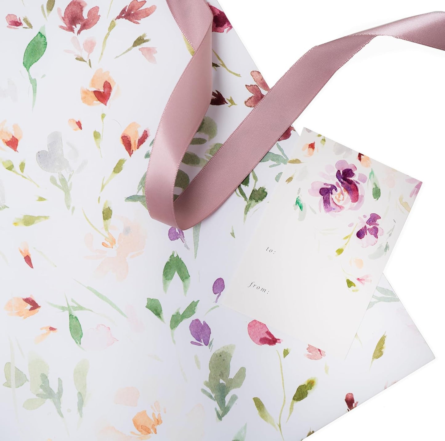 Itsy Belle Studio Floral Wedding Wrapping Paper + Ribbon Set with Tags - White gift wrap, fall Flower flat Sheets, Boho Bridal Shower Wrap