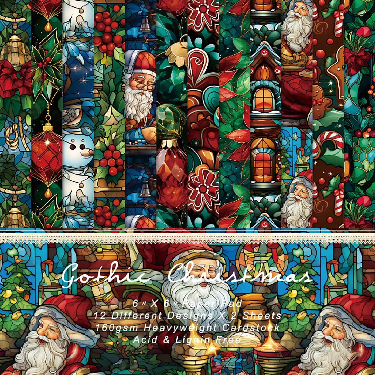 YASMEN 6"x6" Scrapbook Paper Pad - 24 Sheets of Patterned Cardstock for Card Making, Scrapbooking, Junk Journal, DIY Gift Cards - Single-Sided Decopodge Decorative Craft Paper