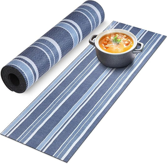 Trivet Table Runner Hot Plates Mat 12 X 40 Inch Heat Resistant Table Protector Waterproof Decorative Farmhouse Kitchen Trivets Counter Heat Proof Placemats for Hot Dishes (Black Stripe)