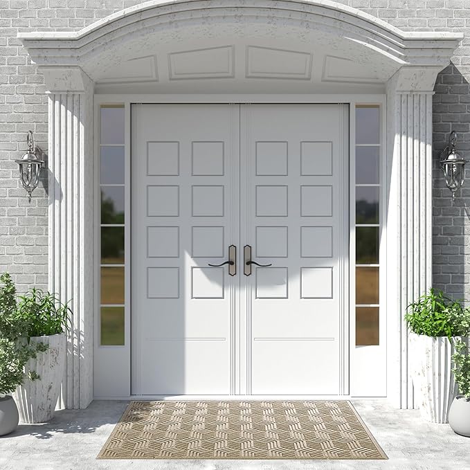Yimobra Extra Large Door Mat 60x32, All-Season Waterproof Outdoor Mats for Front Door Entrance with Drainage Holes, Heavy Duty Non-Slip Doormat for Garage Patio Entryway Indoor, Beige