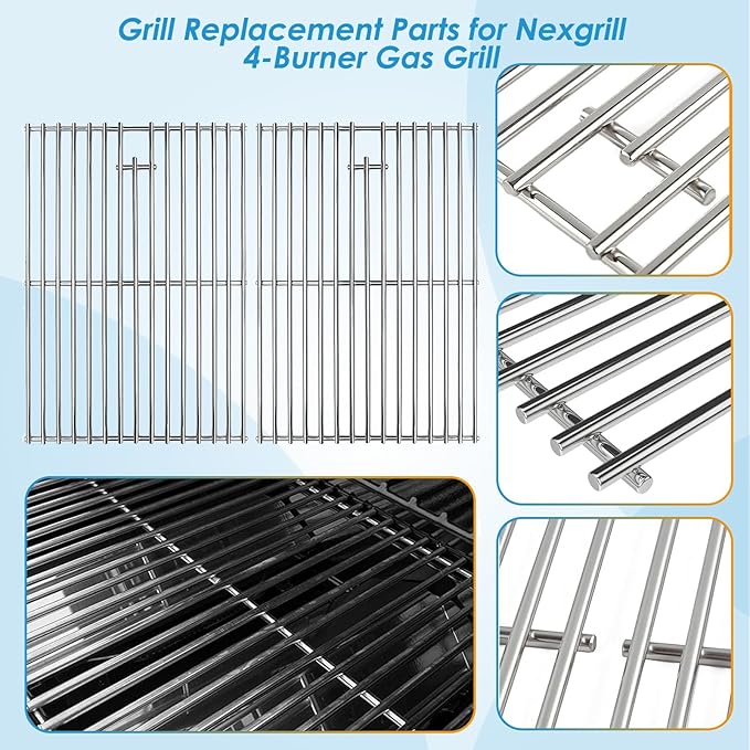 Replacement Parts for Nexgrill 4 Burner 720-0925P 720-0925 720-0925PG, Grill Grates Heat Shield and Burner Kit for Nexgrill Replacement Parts 4 Burner 720-0925P
