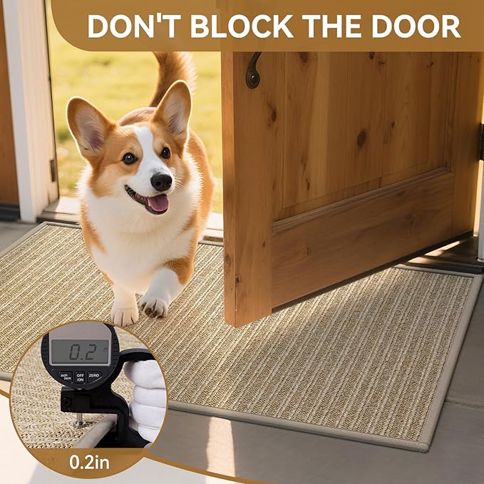 Front Door Mat 24"x35", Heavy Duty Waterproof Dirt Trapping Non-Slip Doormats, Low Profile Entrance Mats for Front Indoor/Outdoor, Brown