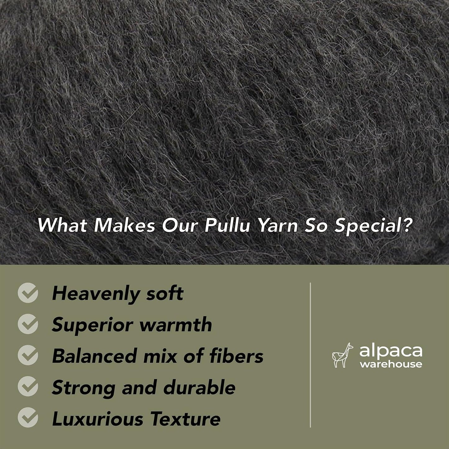 Pullu - Baby Alpaca Merino Wool Yarn Set of 3 Skeins (150 Grams) Worsted Weight - Sourced Directly from Peru - Heavenly Soft and Perfect for Knitting and Crocheting (Gray)