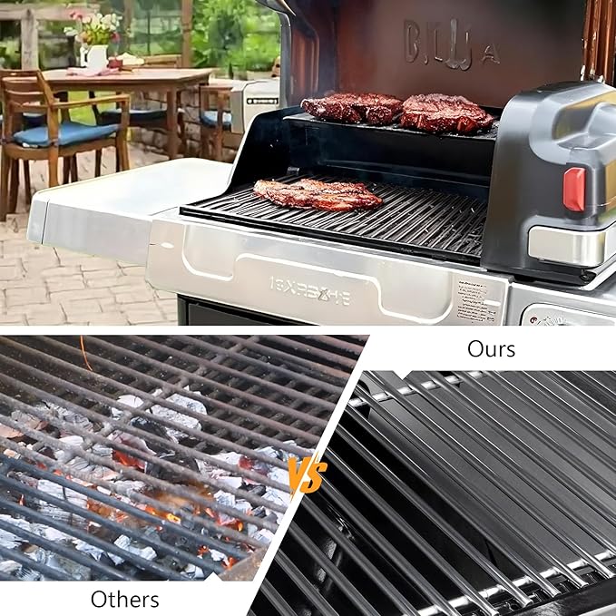 SUS304 7MM Stainless Steel Grill Grates for Ninja FlexFlame PG300 Series,XSKGRILLGRATE Upgrades Premium Grill Grates Durable,Easy to Clean,Heat Retaining,Upgrade for FlexFlame Grill Accessory,Set of 2
