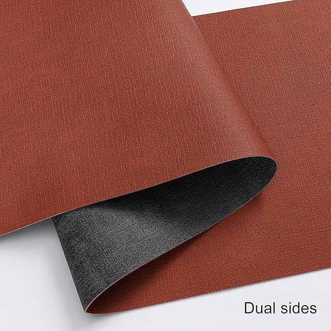Table Runners 55 Inches Long, Dual-Sided Faux Leather Farmhouse Table Runner Waterproof Heatproof Non-Slip for Living Room Party Home Decor Holiday Decorations(Gray Terracotta, 15 x 55 Inch)