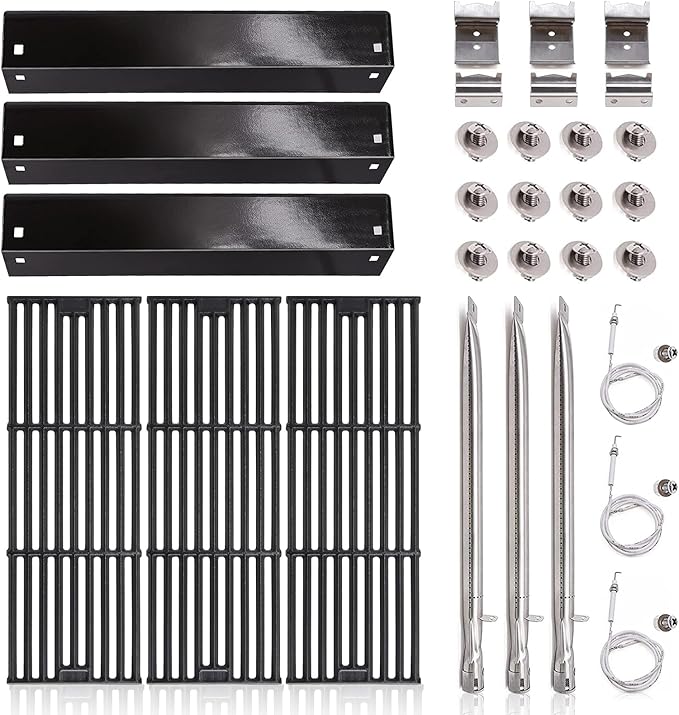 Criditpid Replacement Parts for Char Griller 5050, 5650, 3001, 5072, 3030,3008, 4000, 5252, King Griller 3008 5252, Grill Grates, Heat Plate, Burners and Ignitor for Chargriller Parts Replacement