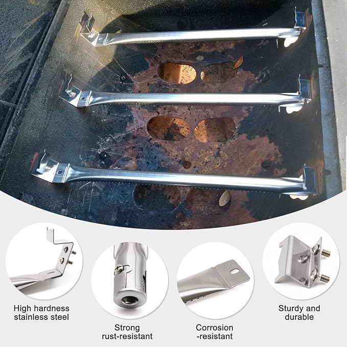 Adviace Grill Parts for Char Griller 5050, 5650, 2121, 3001, 5072, 2123, 2828, 3030, King Griller 3008, 5252, Cast Iron Grill Grates, Heat Plates, Burners, Ignitors for Chargriller Replacement Parts.