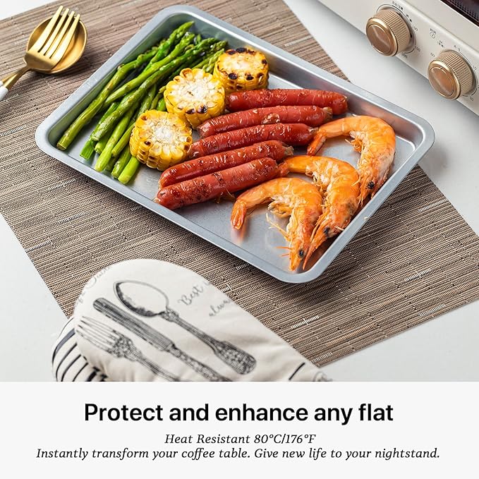 LEXMORE Placemats Set of 8 Vinyl/Plastic Woven Place Mats for Kitchen Table Indoor/Outdoor Washable Placemat Wipeable Dining Table Mats(Light Brown)